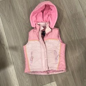 Pink warm vest with detachable hood, sz 2/2T